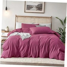 Duvet Cover Queen Size - Extra Cozy Bedding - 160 Queen 90"x90" Rouge Pink