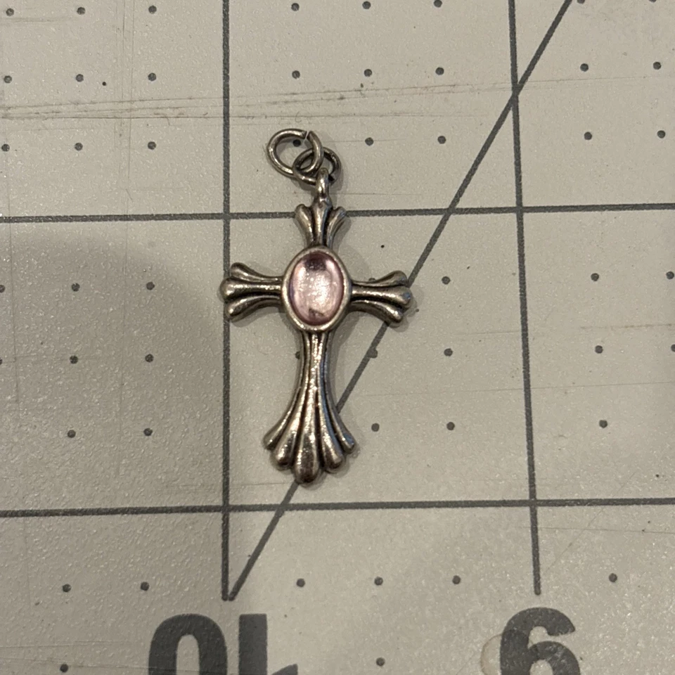 Dije Cruz Plata Con Dije Rosa Foto 2 de 2