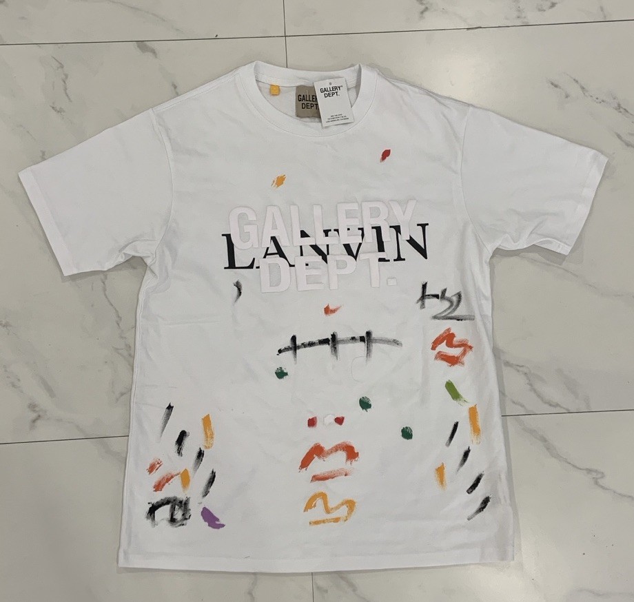 Gallery Dept X LANVIN Paint Splatter White T-Shirt Men's Small | eBay
