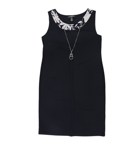 R & M Richards Womens Textured Neckline Shift Dress, Blue, Petite, 10P