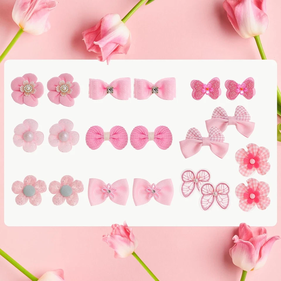 20Pcs Light Pink Small Dog Hair Bows Cute Puppy Dog Bowknot Hair Bow Bulk with R - Image 3 of 4