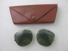 Bausch  Lomb Ray Ban Clip-On Sunglasses B L 48 Gold Tone Frame Vintage