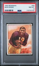 1950 Bowman Bob Goode 64 PSA 8 NMMT Washington Redskins Vintage Great Eye Appeal