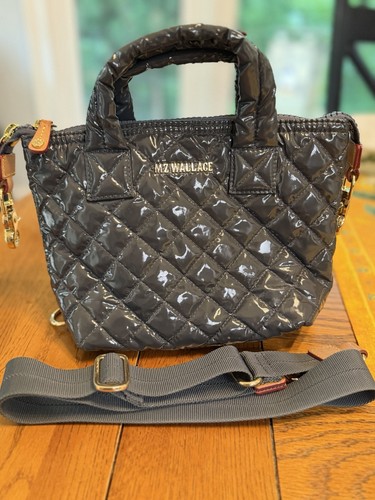 MZ Wallace Liquid Magnet Grey Mini Micro Sutton Crossbody Tote in VGUC
