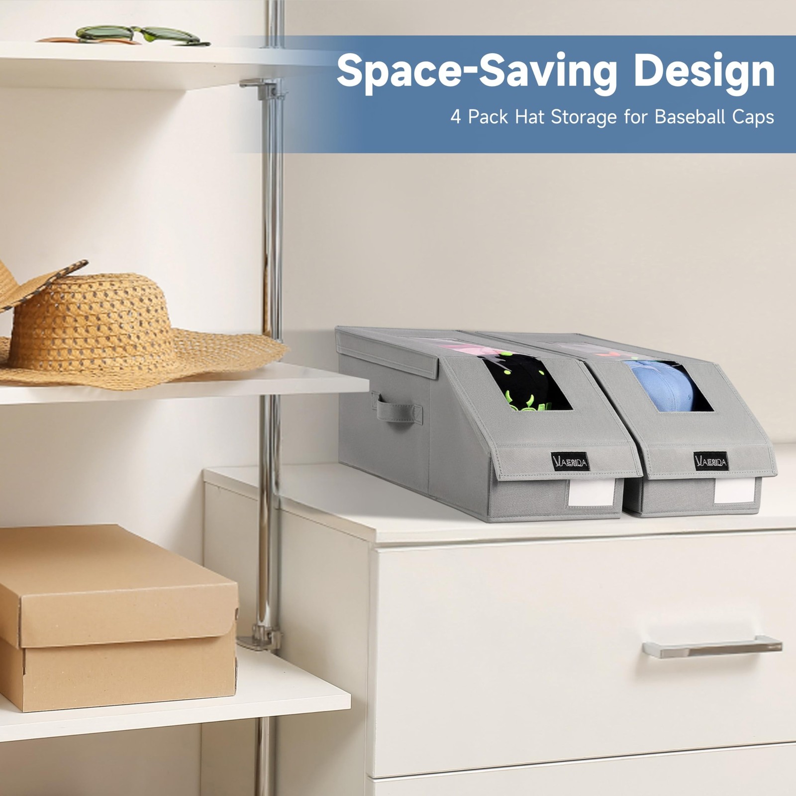 4 Pack Stackable Hat Organizer for Baseball Caps,… - image 6