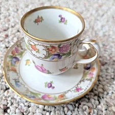 Vtg Schumann 'Dresden Line' Floral Demitasse Cup & Saucer / made in Germany