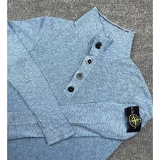 Stone Island High Neck Button Sweatshirt Men's Small Blue Italy