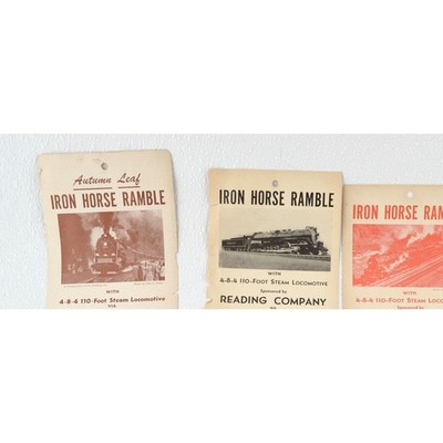 Vintage Lesebahn Eisen Pferd Streifzug Dampf Ausflug Werbung Lot Eisenbahn