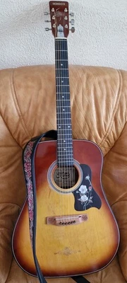 019 Guitare folk HONDO II "La Rose" CUSTOM Etui Sangle Médiator - Photo 1/4