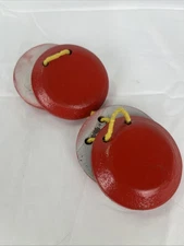 Pair of Red Traditional Finger Wood Castanet Clacker Instruments