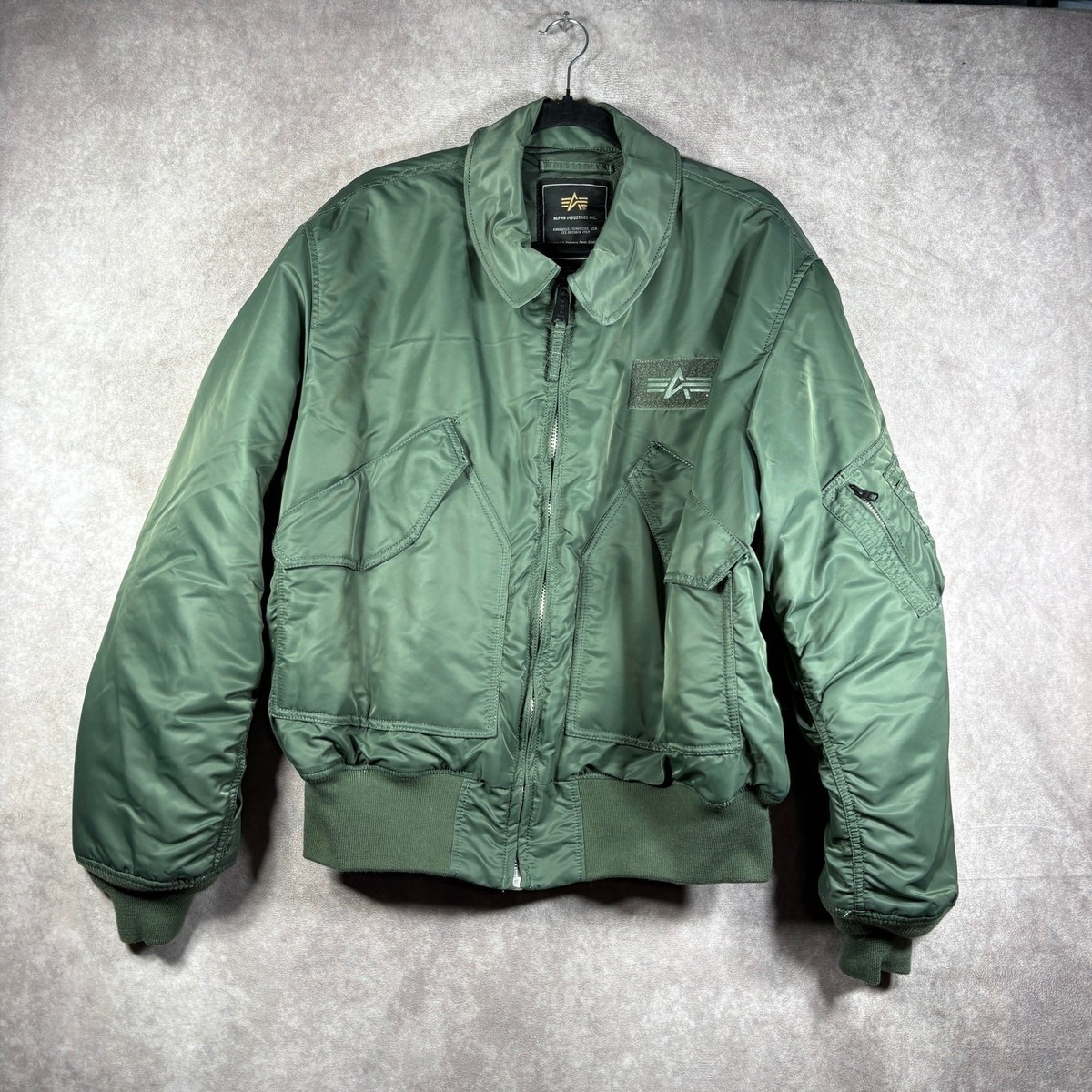 ALPHA INDUSTRIES CWU-45 Heritage Bomber Jacket Mens Size XL Sage