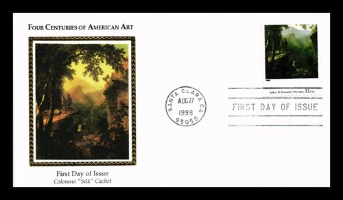 US COVER FIRST DAY OF ISSUE COLORANO SILK AMERICAN ART ASHER B. DURAND