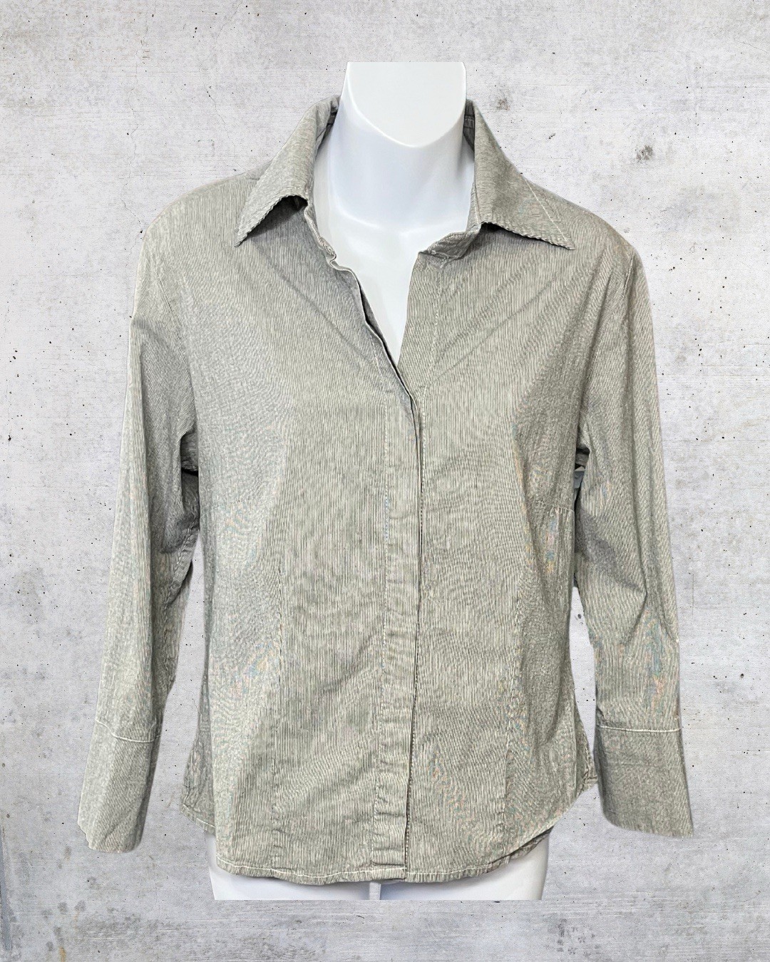 French Dressing Women’s Micro-Stripe Button-Up Shirt Size 6