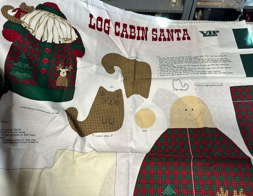 LOG CABIN Santa 15" Christmas Doll Panel Cranston VIP Fabric Cut & Sew Doll - Picture 1 of 8