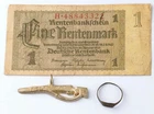 Ring WW2 German Iron Cross 1 Rentenmark Banknote Germany WWII Wehrmacht Military
