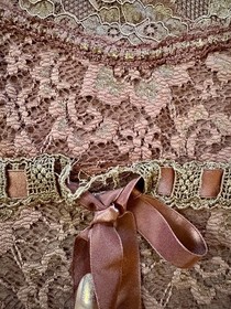  Ann Ferriday Vintage Lace Corset Top M Dusty Mauve Brown 