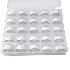 25pcs White 60S/2 90WT Prewound Bobbin Thread, Plastic Size A SA156 Embroide...