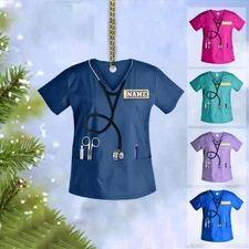 Custom Scrubs Nurse Ornament, Personalized Doctor Christmas Ornament Gift