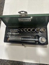 Vintage S-k Set Of 11 Pc 38 Drive Ratchet Sockets Extensions With Metal Case Vintage S-k Set Of 11 Pc 38 Drive Ratchet Sockets Extensions With Metal Case