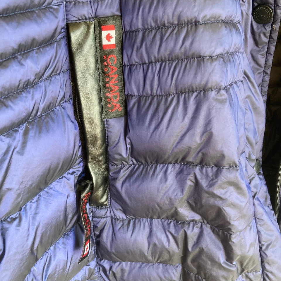 Parka acolchada Canada Weather Gear Down para mujer 3XL azul índigo edredón capucha de piel sintética Foto 3 de 4