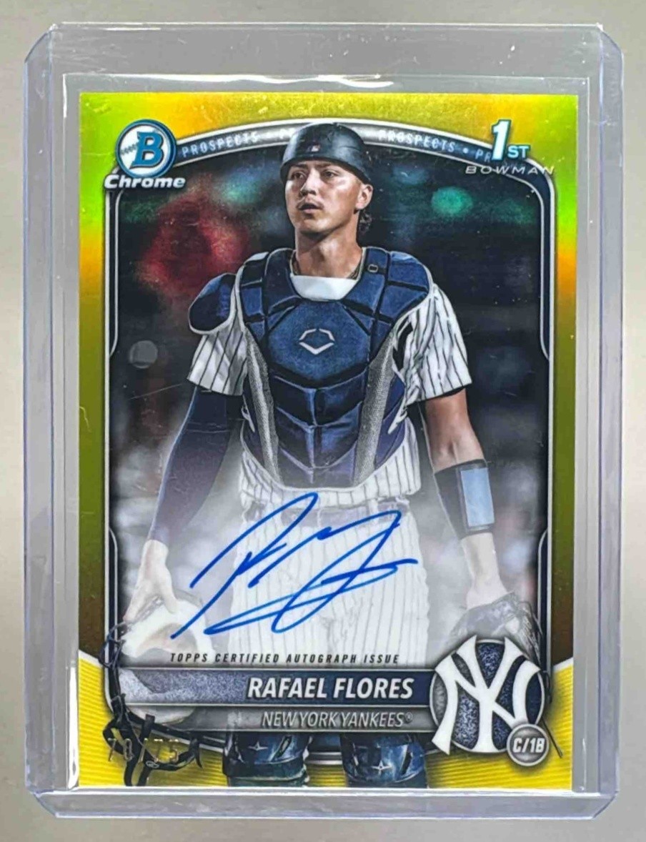Rafael Flores 2025 Bowman Chrome #CPA-RF Yellow Refractor Auto 1st RC /75