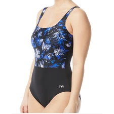 TYR DuraFast Elite BOCA Scoop Neck ControlFit 1pc Swimsuit Blue Black Size 8 $80