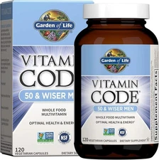 Garden of Life Multivitamin Men Code 50 & Wiser Vegetarian 120 Caps EXP 02/2026