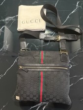 Gucci Vintage GG Monogram Black Canvas Messenger Bag
