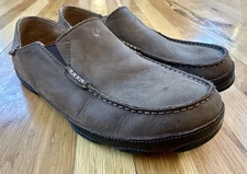 OluKai Moloa Men's 11 Leather Slippers Loafers Brown Hawaii *No insoles* GUC