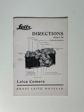Leitz Directions Leica Camera Part III Accessories Instruction Manual
