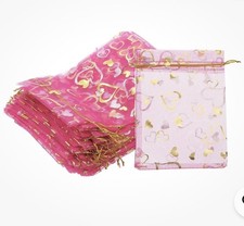 2400Pcs 5x7 Inch Sheer Heart Printed Bags Drawstring candy bag jewelry weeding