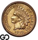 1863 Indian Head Cent Penny, Choice AU