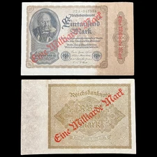 1922 German 1 Billion Mark Banknote WW1 Military Inflation Fascist Hitler Nazi