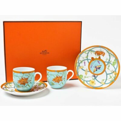 Hermes La Siesta Island Demitasse Tasse und Untertasse 2er Set Blau Espresso ...
