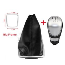 Shift Gear Knob 6 Speed With Leather Boot For Ford Focus Mk2 2006-2011 Silver Us