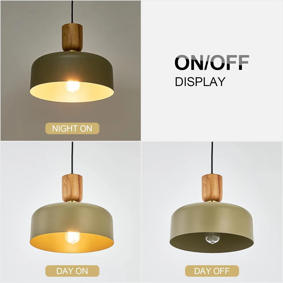 当代吊坠照明,大吊坠灯,木材和黄铜口音,可调节 — 第 4/4 张图片