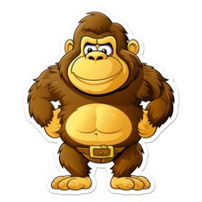 Cartoon Gorilla Monkey, Vinyl Decal Sticker, Indoor Outdoor, 3 Sizes, 11804