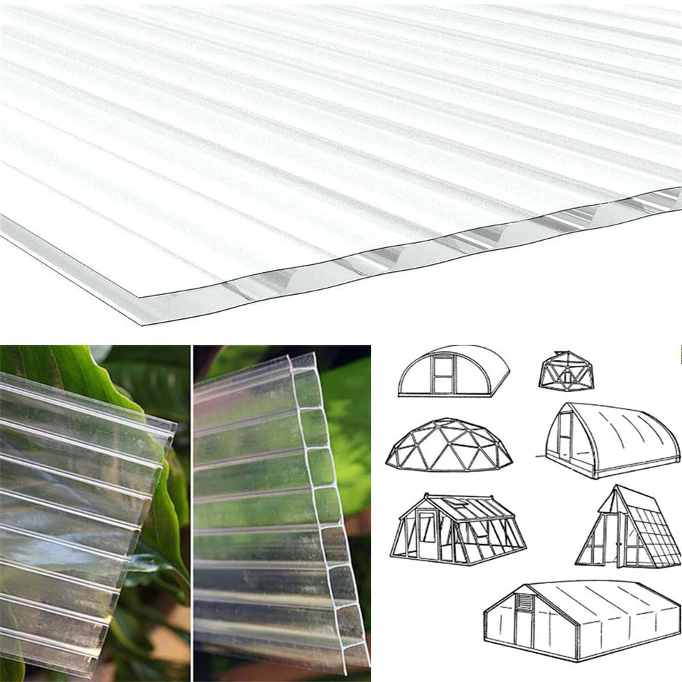 HOMEGARDENHARMONY Glazing Polycarbonate Sheet 4mm Twinwall Greenhouse Panel Cover Roofing Up 32pcs