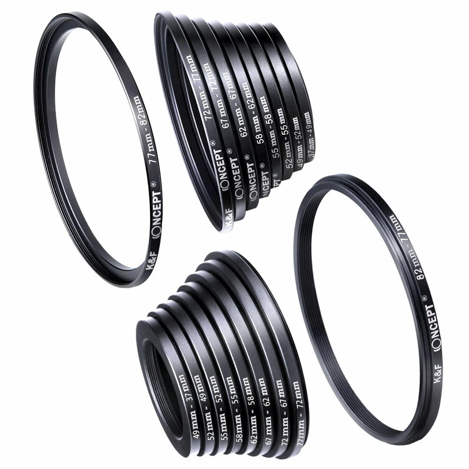 K&F Concept 18pcs Camera Lens Filter Metal Stepping Rings kit Up Down Ring Set - Image 2 of 4