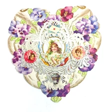 Antique Valentine's Day Card Die cut Pierced Layered Poem Myrtle Newbold 1910s