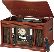 Victrola - Aviator Signature Bluetooth 8-in-1 Record Player - Mahogany