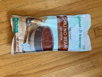 New ! 24 oz Food Life Balanced Fully Cooked Chili No Beans Less Sodium Exp 11/27