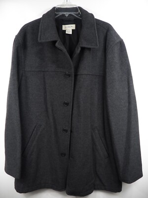MENS LARGE WINTER LONG OVER COAT CHARCOAL