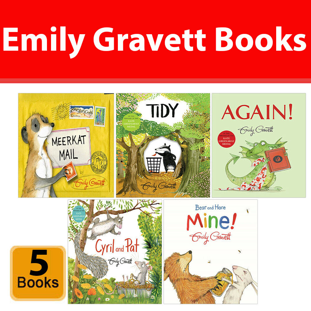 Emily Gravett 5 Books Collection Set Meerkat Mail, Again, Cyril Paperback NEW