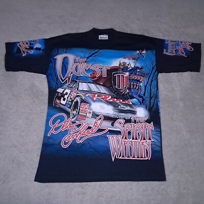 Vtg 90s Dale Earnhardt AOP T Shirt Large Quest Spirit Within Nascar Deadstock 