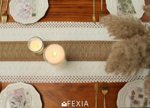 Boho Table Runner for Home Decor with Tassels 48 Inches Long 12x48" Brown - Picture 6 of 6