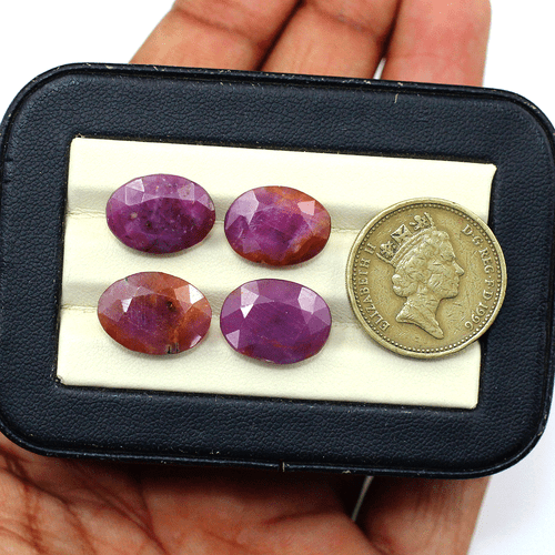 4 Pcs Natural African Ruby Untreated 14.7mm-15.7mm Oval Cut Loose Gemstones Lot - Picture 3 of 17
