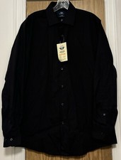 DOCKERS SIGNATURE DRESS SHIRT FITTED BLACK SIZE MEDIUM MSRP 42.00