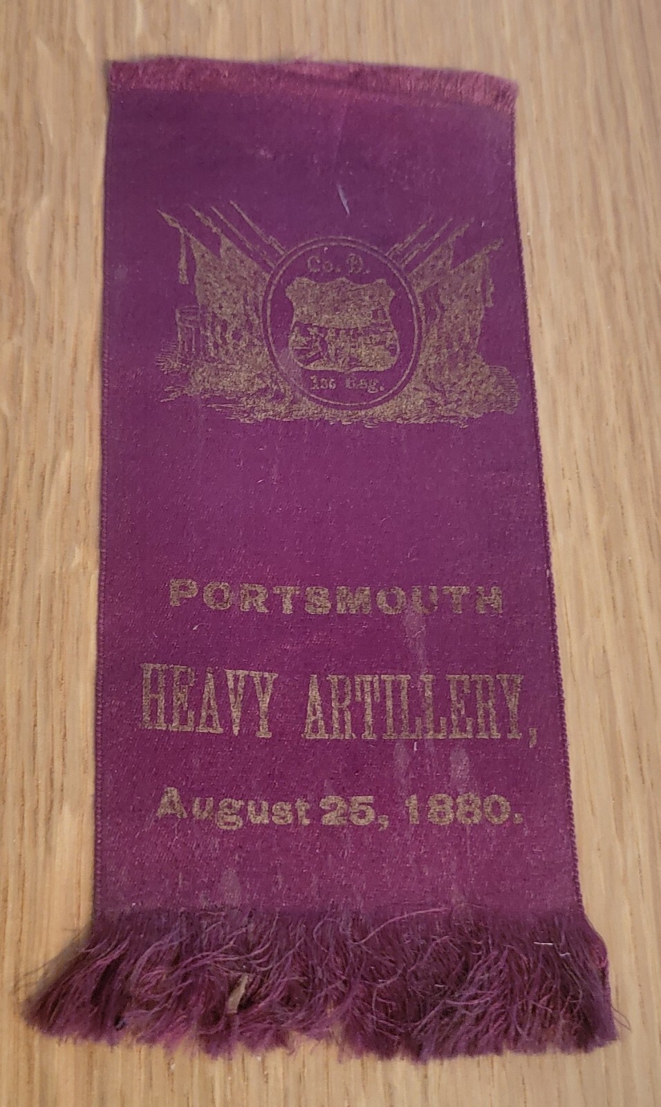 Antique August 25, 1880 Portsmouth HEAVY ARTILLERY Co. D G.A.R. Ribbon