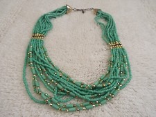 Seafoam Glass Bead Multi Strand Necklace A54 